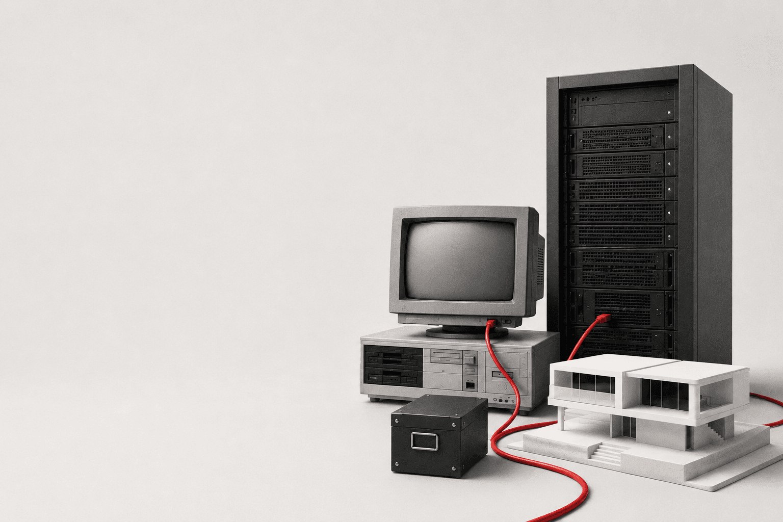 OJC Labs web infrastructure connecting a workstation, server and technical modules.