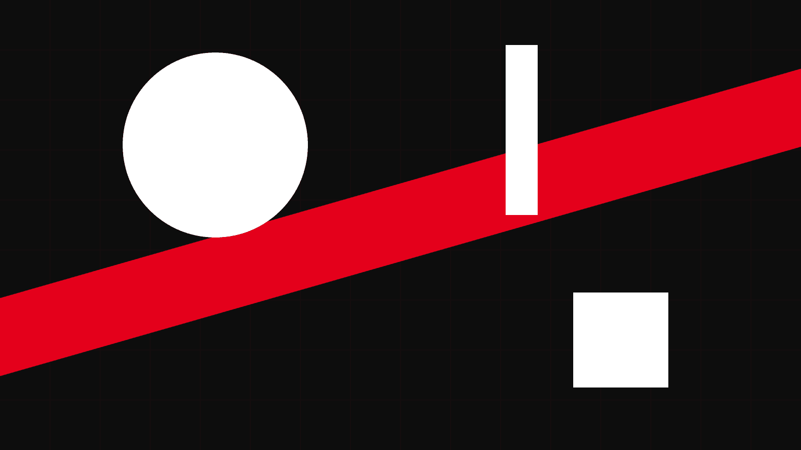 Abstract Swiss-style illustration with a diagonal red bar and contrasting white shapes on a black background, representing the relationship between website speed and SEO rankings