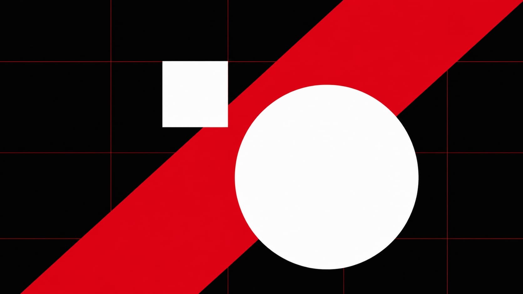 Abstract Swiss-style illustration with a diagonal red bar and contrasting white shapes on a black background, representing the relationship between website speed and SEO rankings